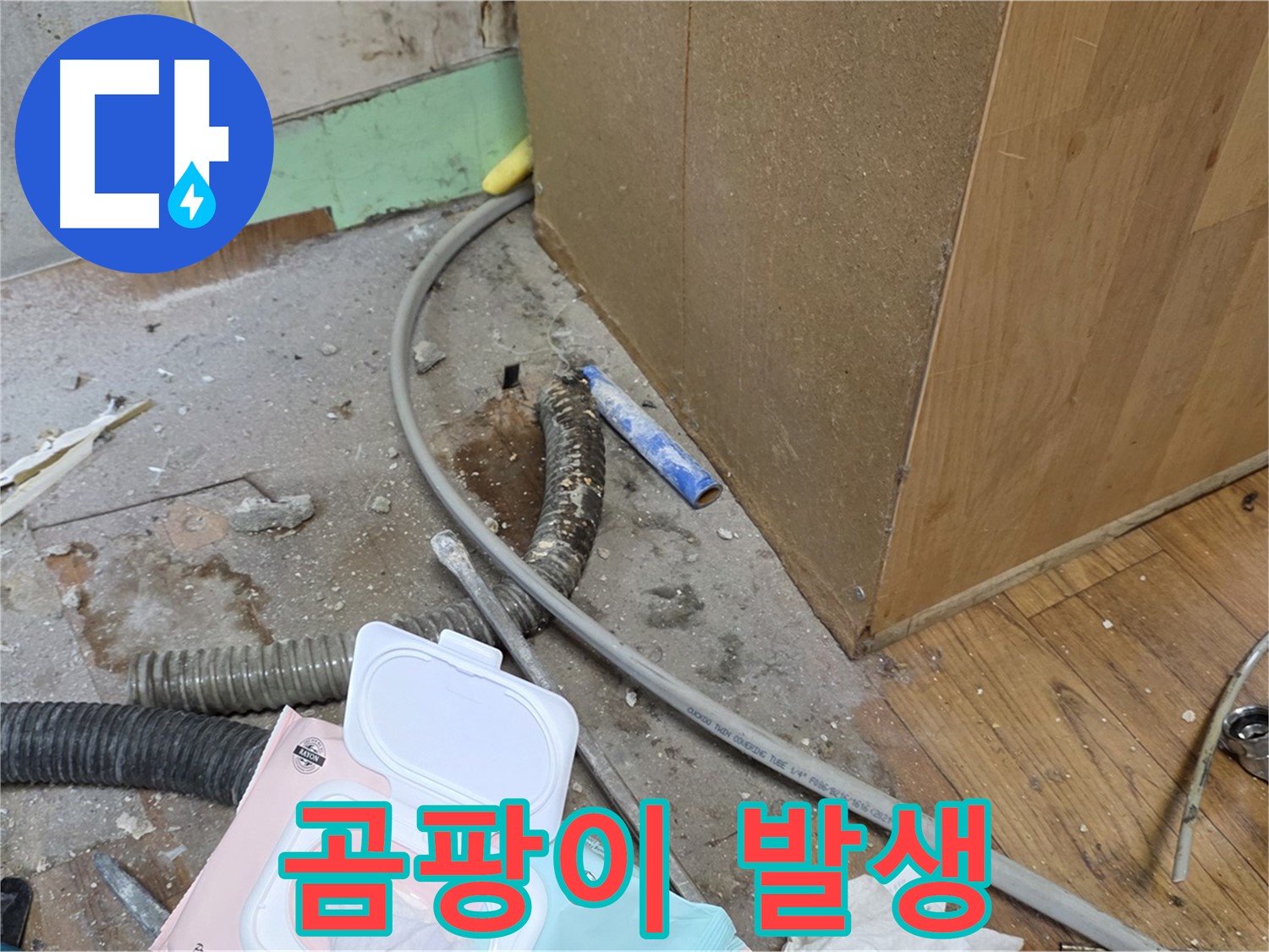 곰팡이 발생 - 누수로 인해 싱크대 주변에 곰팡이가 발생했습니다.