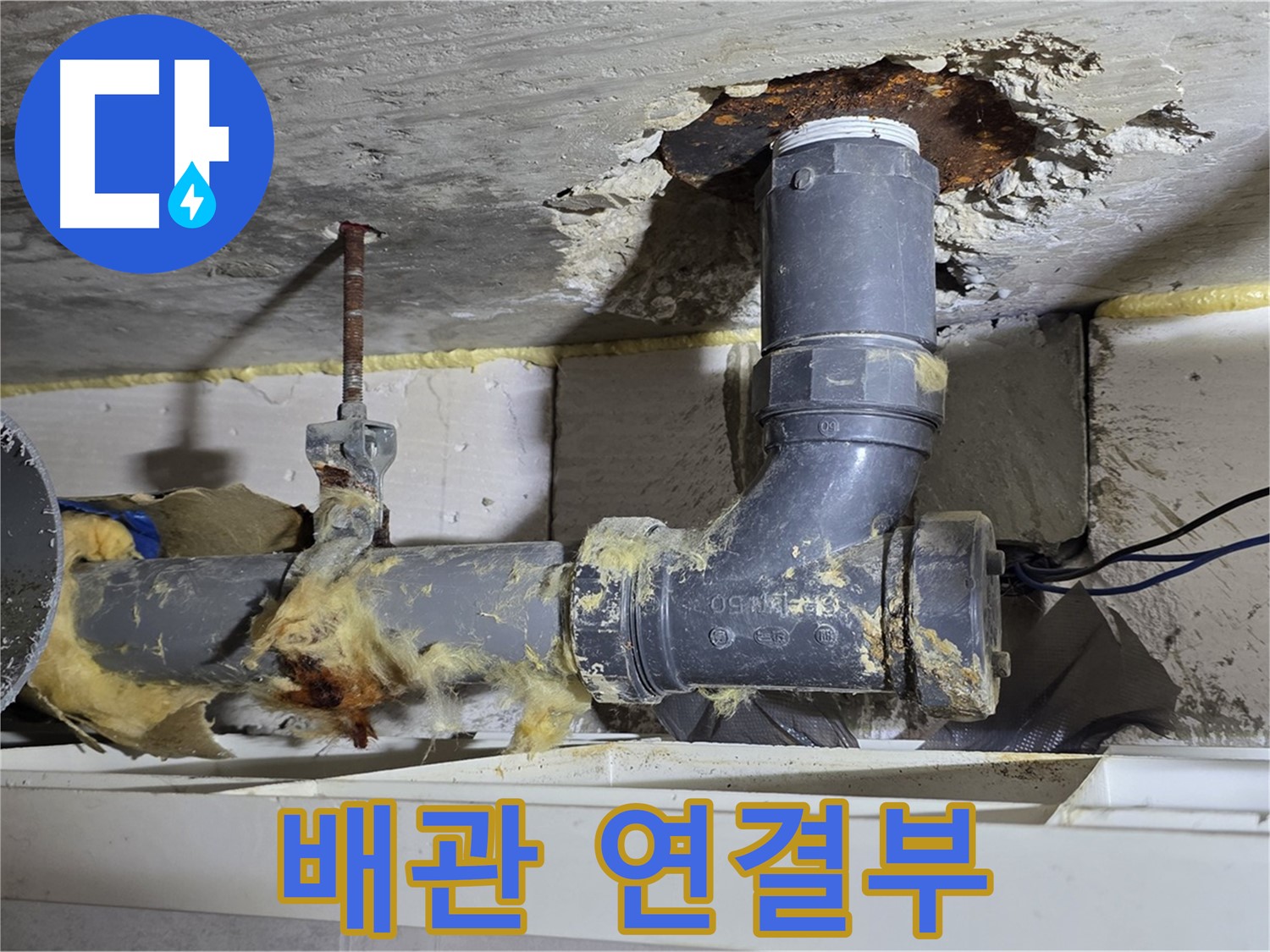 노원구 중계동 구 라이프청구신동아 아파트 누수 - 하수 배관 연결 부위에서 누수가 발생한 모습입니다 - 연결 부위 점검이 중요합니다.