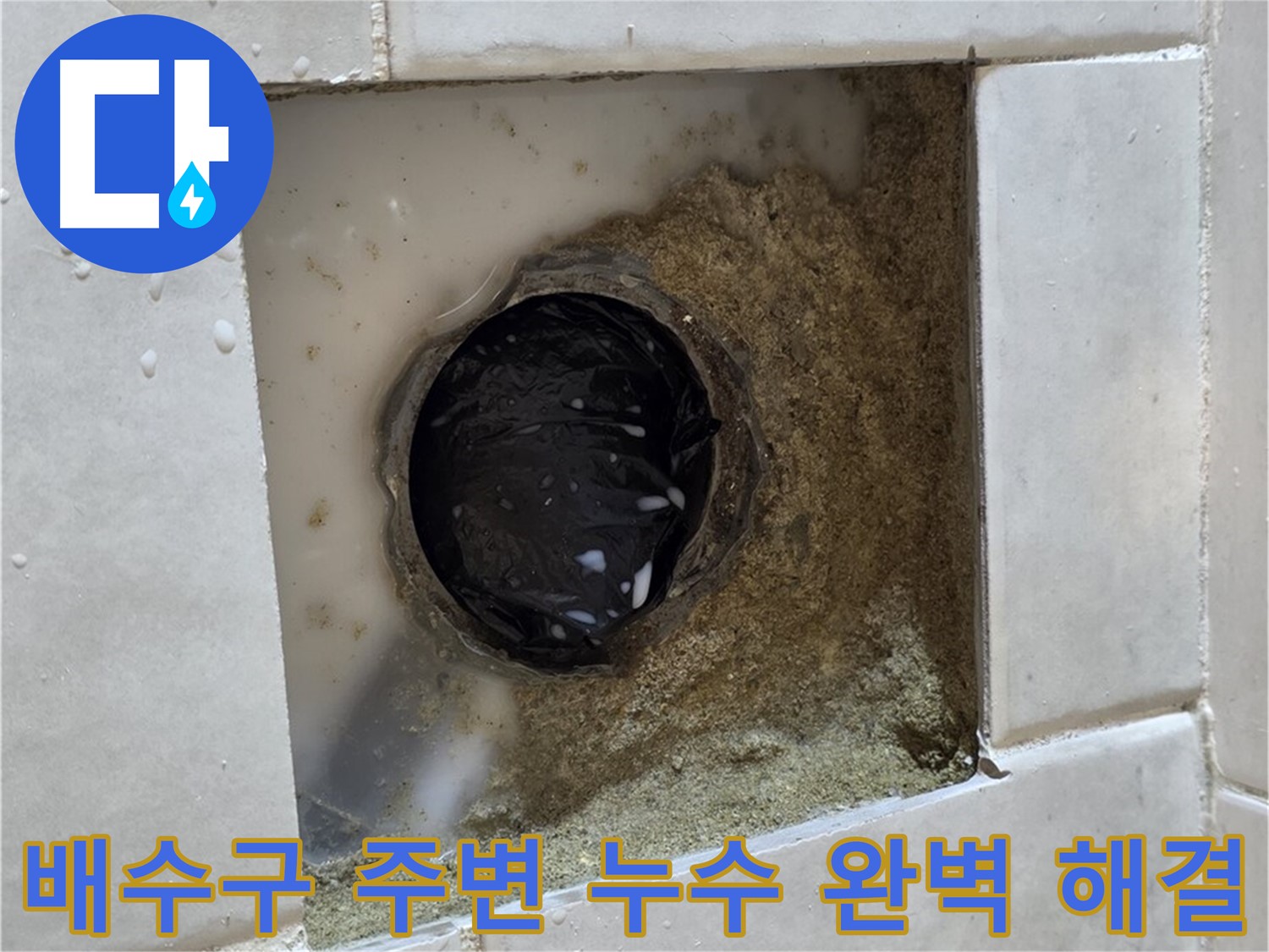 과천 문원동 욕실 배수구 주변 누수 - 물이 새는 배수구 주변, 완벽한 해결로 안심