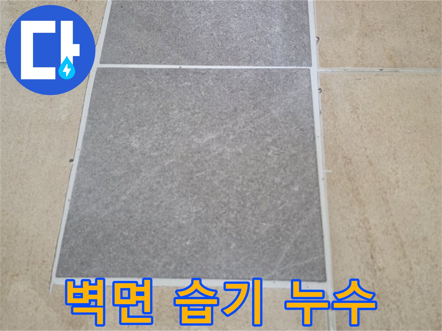 양주 삼숭동 아파트 - 교체된 타일 주변 벽면에 습기가 차 있어 누수 연관성을 조사하고 있습니다.