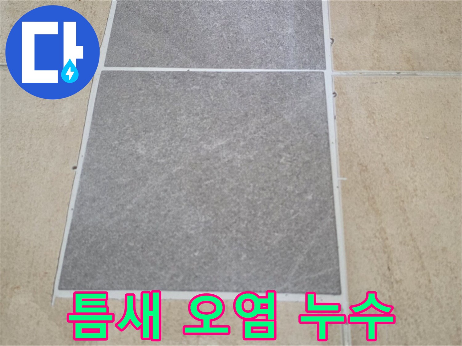 양주 삼숭동 아파트 - 타일 틈새 오염 상태를 확인하여 누수 가능성을 점검하고 있습니다.