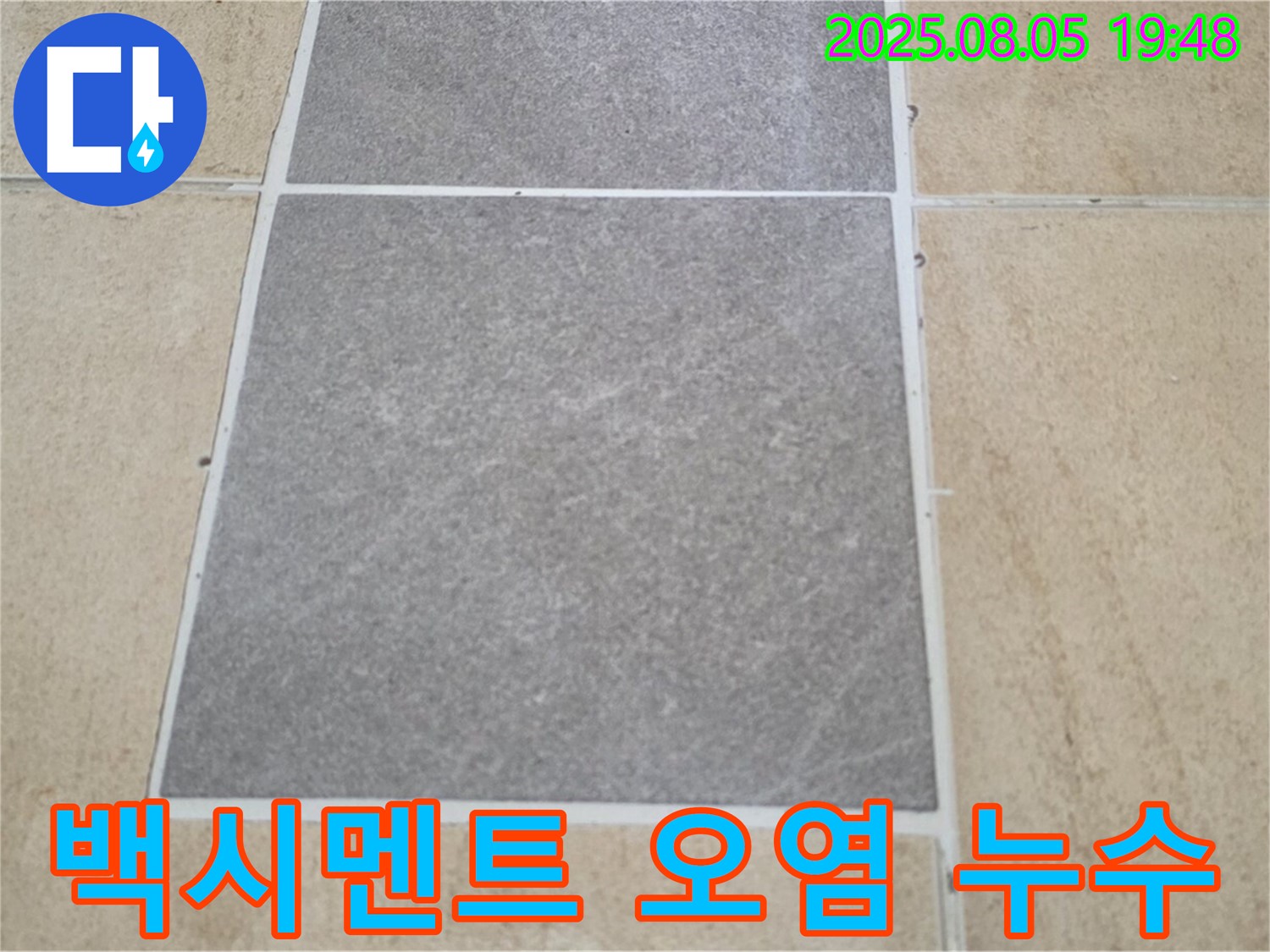 양주 삼숭동 자이아파트 누수 - 타일 틈새 백시멘트 오염으로 인한 누수를 확인합니다.