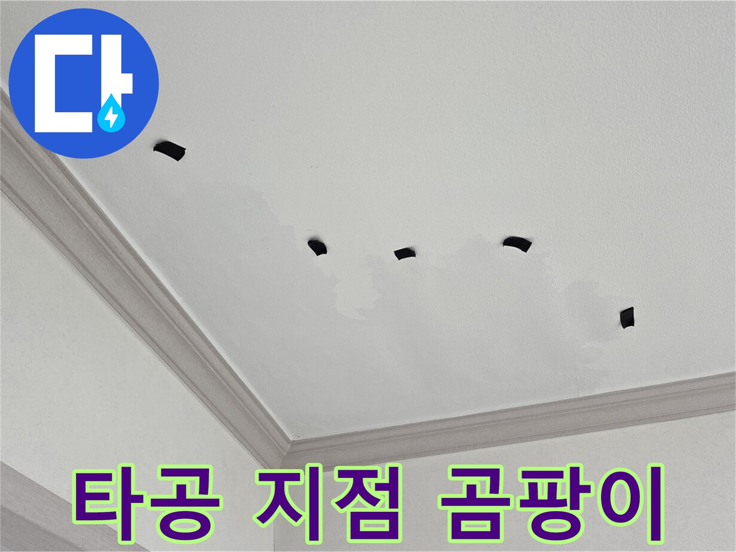천장 내부 타공 지점 주변 곰팡이 확인 - 누수 장기화 여부 판단