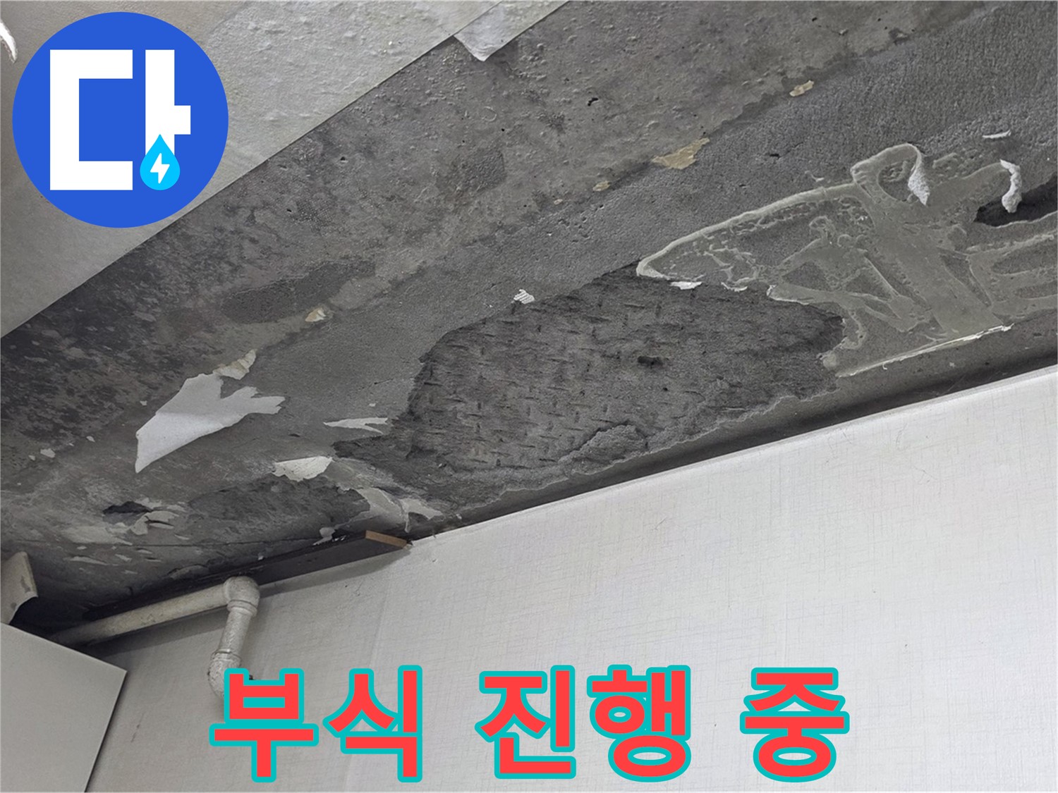 용인시 기흥구 구갈동 14번지 누수 - 콘크리트 천장 부식 진행 중, 빠른 조치 필요