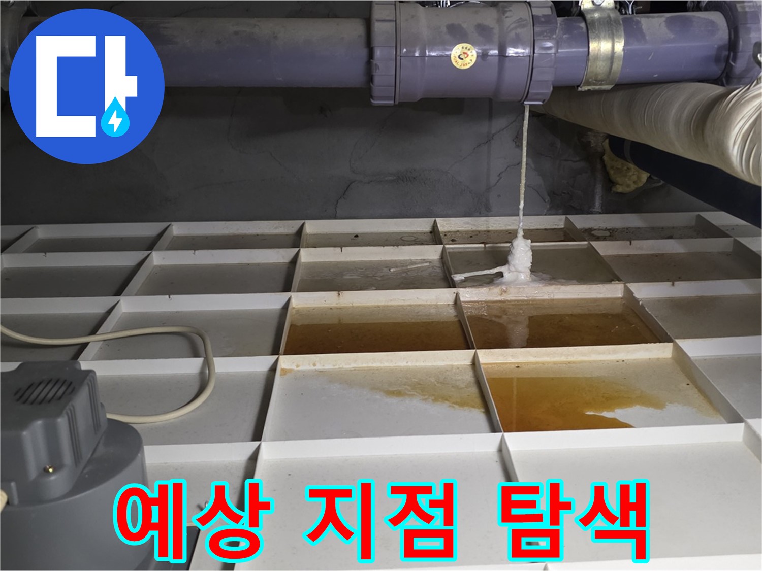 분당 운중동 산운마을 6단지에서 누수 발생 예상 지점을 집중적으로 탐색하는 모습 - 꼼꼼하게 살펴봅니다.
