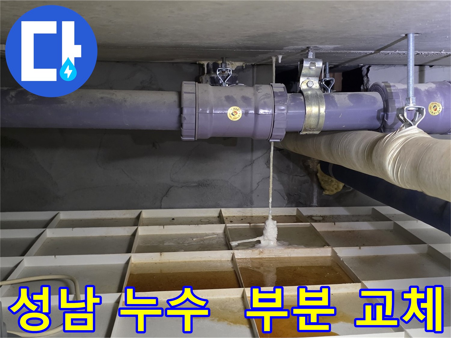 성남 산운마을 6단지 배관 누수 - 연결 부위 파손, 빠른 부분 교체