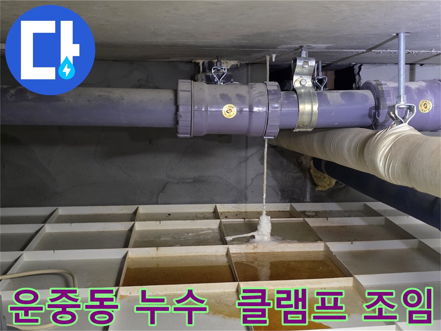운중동 상수도 배관 누수 - 팽창된 연결 부위, 클램프 조임으로 빠른 해결