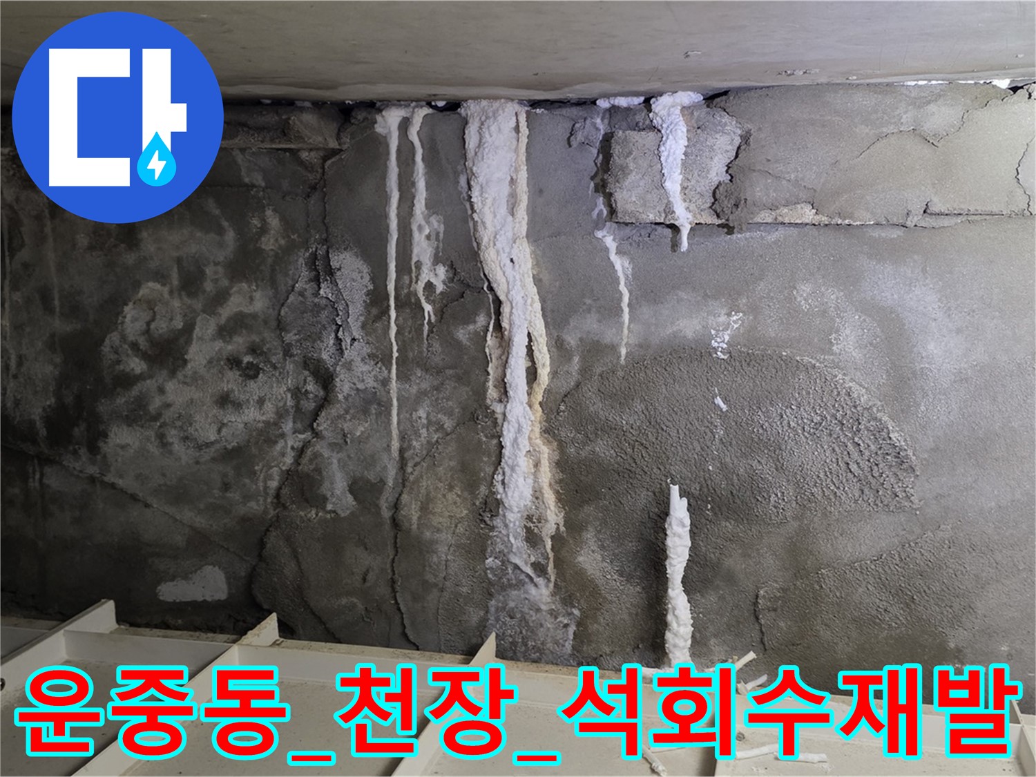운중동 콘크리트 천장 - 부실 공사, 석회수 재발 우려, 꼼꼼 시공