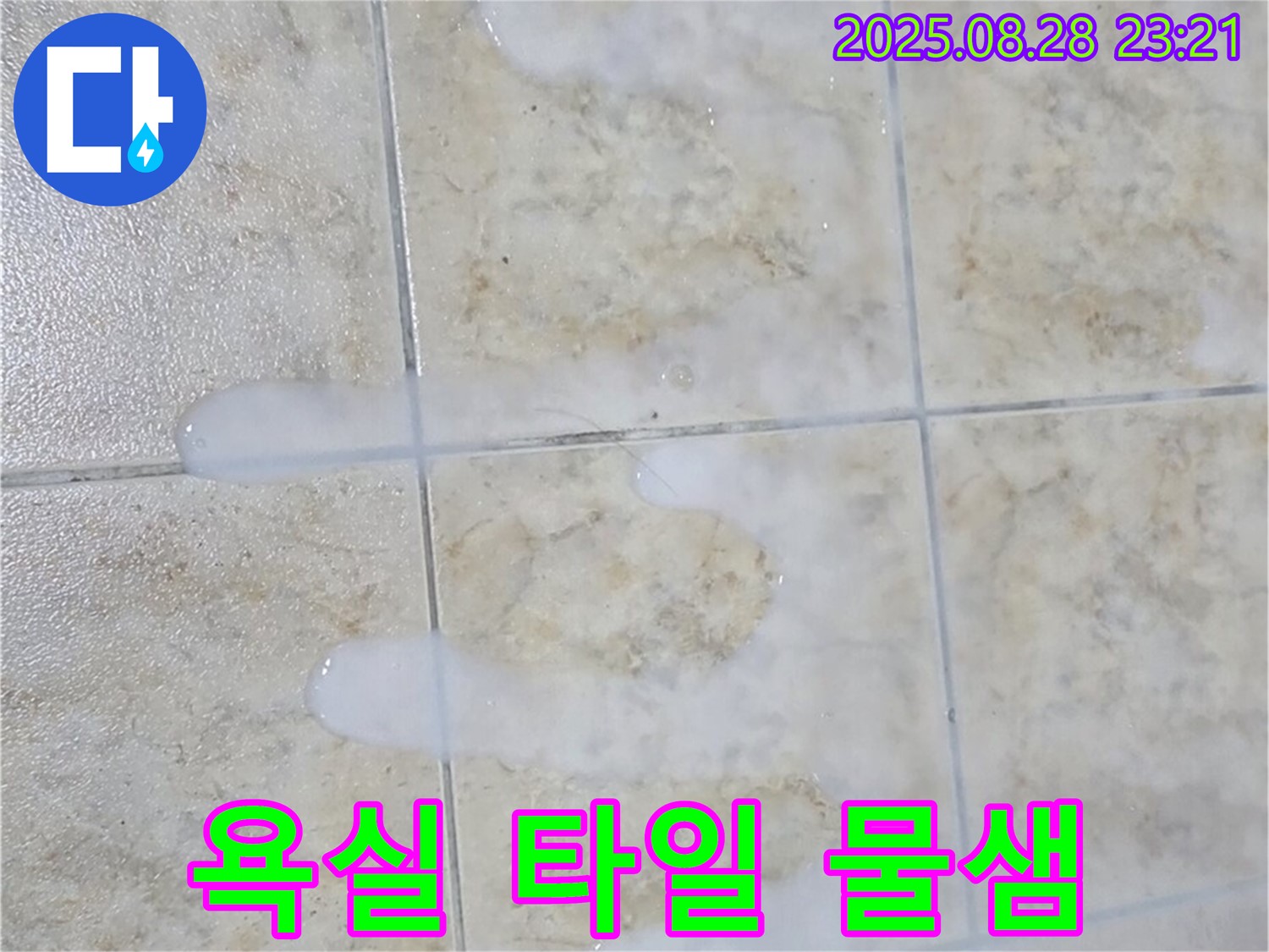 욕실 타일 물샘 - 중랑구 묵동에서 발생한 욕실 타일 물샘 문제를 해결하는 과정을 상세히 보여줍니다.