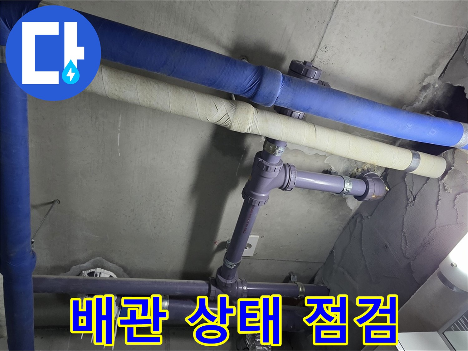 분당 운중동 산운마을 6단지 아파트 배관 상태 꼼꼼 점검 - 누수 원인을 찾기 위해 배관의 상태를 세밀하게 확인합니다.