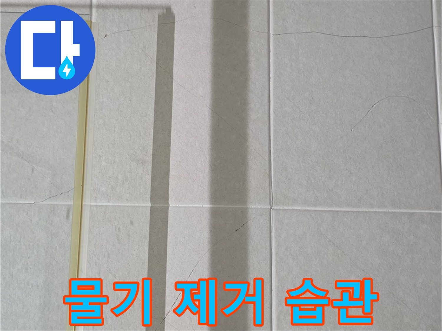 분당 운중동 샤워부스 - 벽면 타일 틈새 누수, 샤워 후 물기 제거 습관화 필요