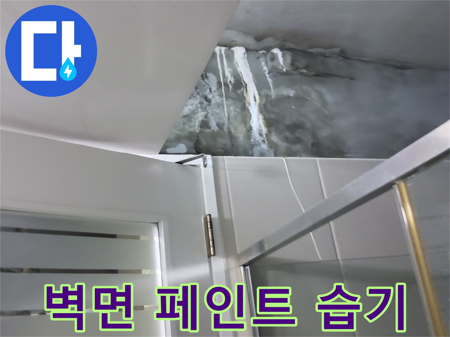 분당 운중동 샤워부스 주변 벽면 심한 페인트 들뜸 및 습기 집중 측정 - 누수 원인 분석