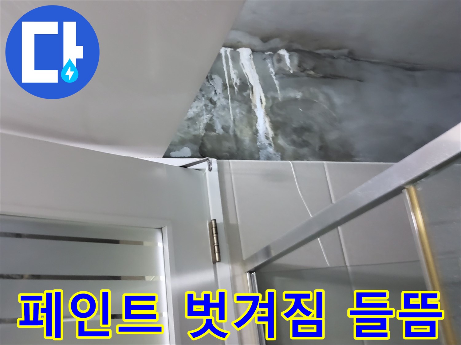 분당 운중동 샤워부스 주변 벽면의 심한 페인트 벗겨짐과 들뜸 - 누수 가능성 진단