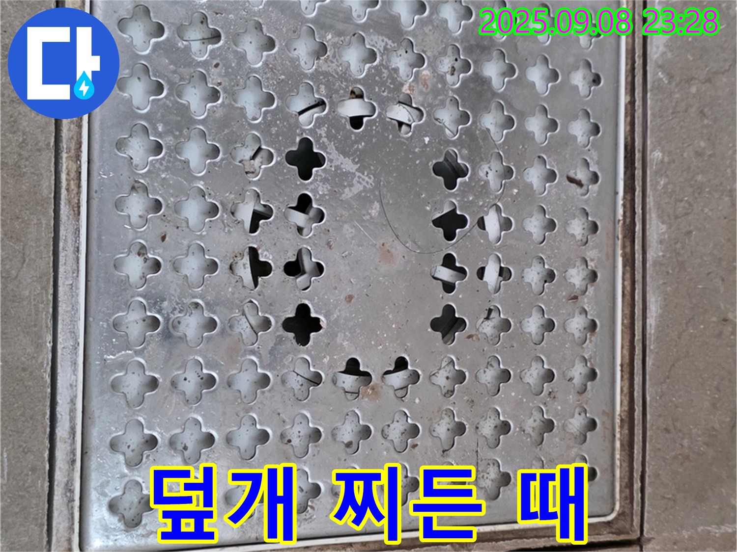 포천 일동 아파트 - 녹과 찌든 때로 가득한 욕실 배수구 덮개 - 위생 문제 심각