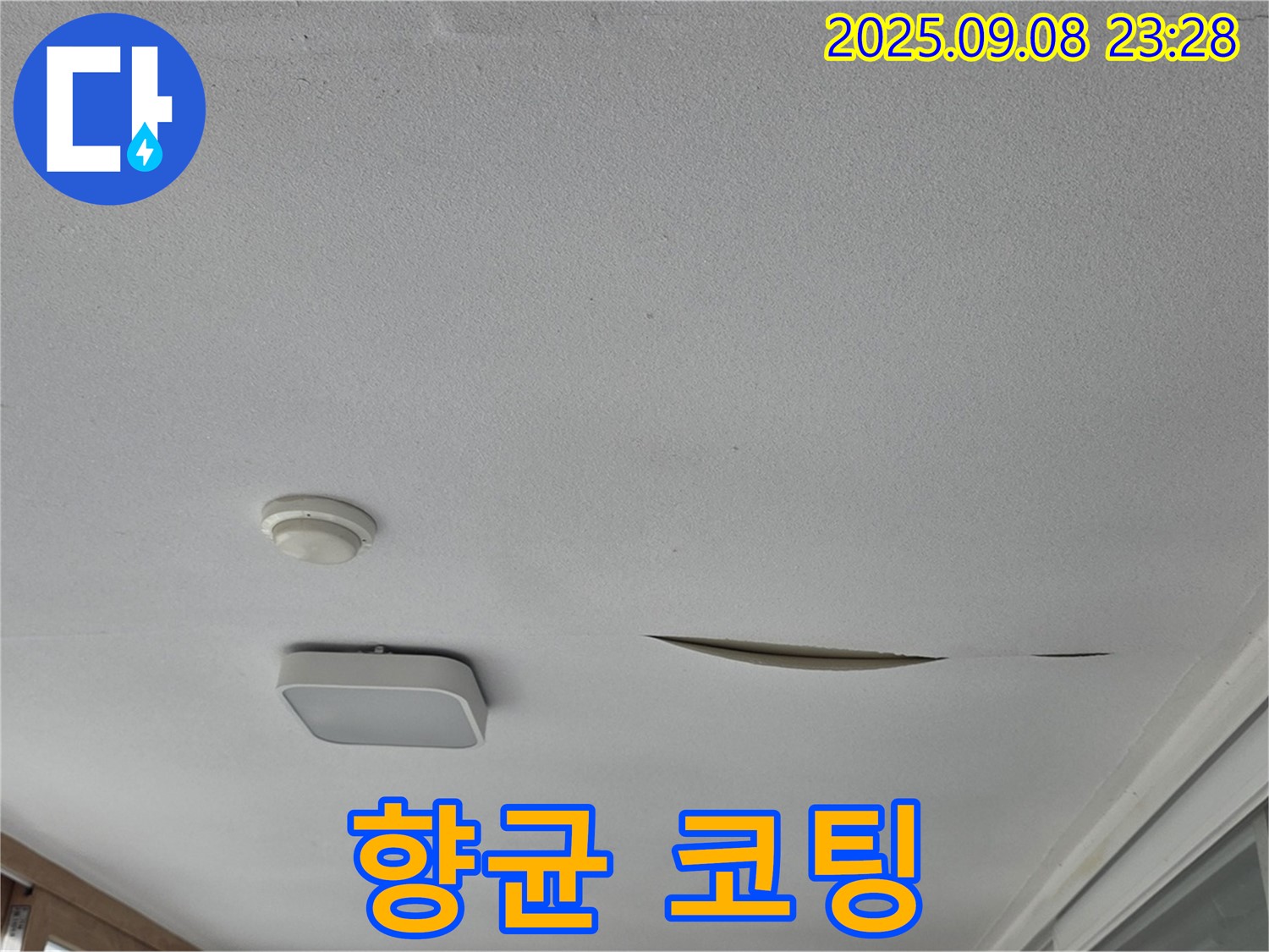 포천 일동 아파트 베란다 천장 - 석고보드 찢어짐 주변 곰팡이 제거 및 향균 코팅
