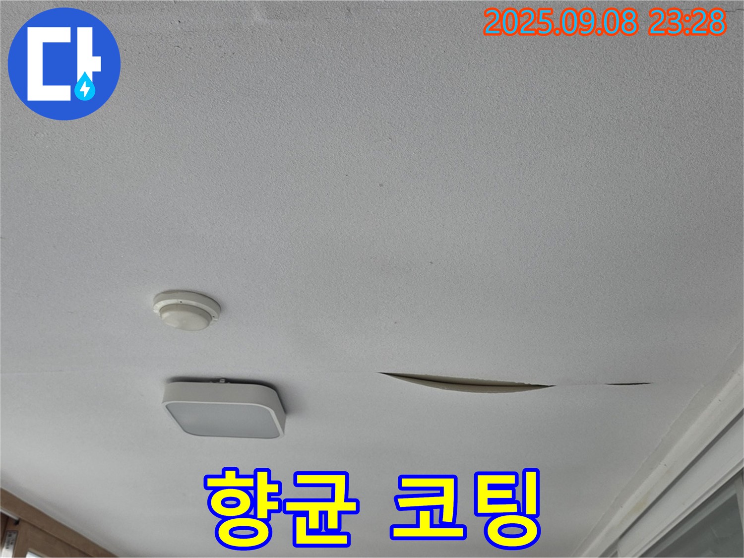 포천 일동 아파트 베란다 천장 - 석고보드 찢어짐 주변 곰팡이 제거 및 향균 코팅