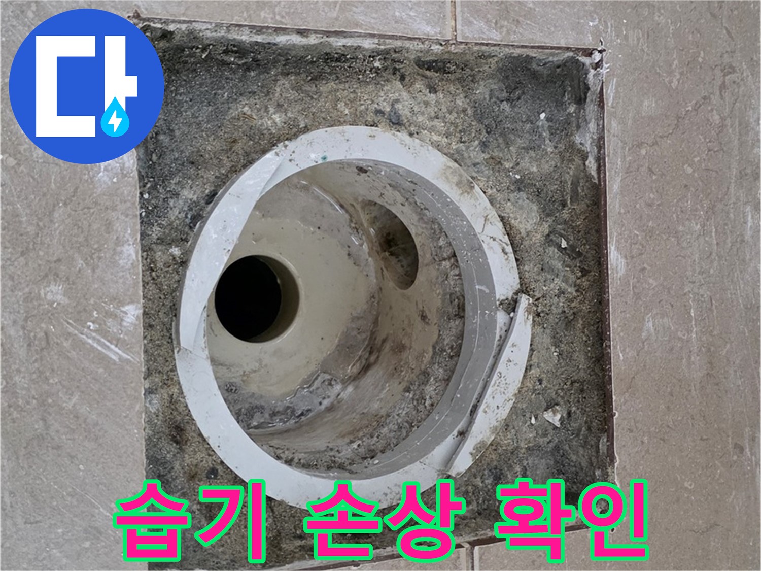 포천시 일동면 기산리 베스트빌 아파트 하수구 누수 - 습기로 인한 손상 부위 확인