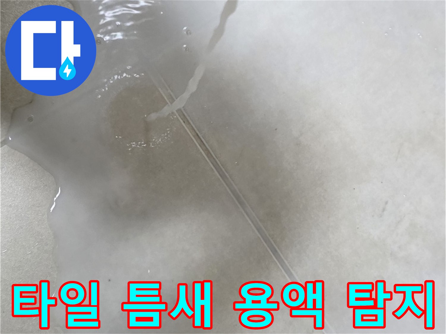 양주 옥정동 율정마을 13단지 아파트 - 특수 용액으로 타일 틈새 누수를 빈틈없이 탐지하는 모습입니다.