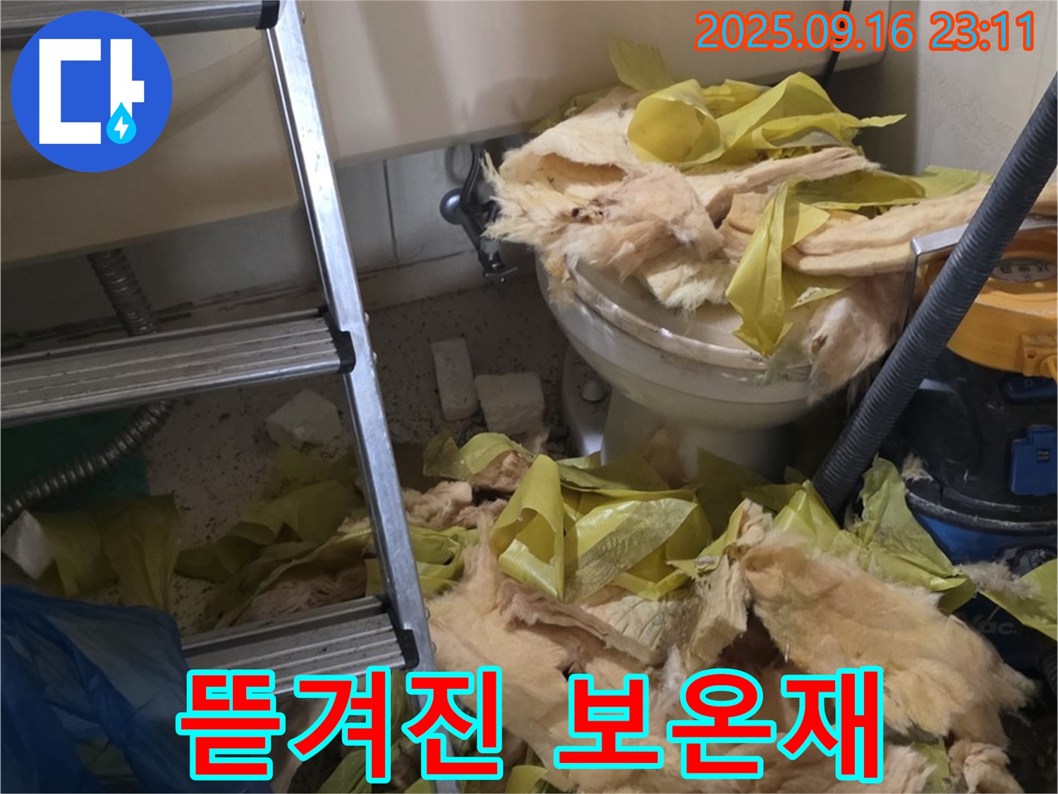 새절역 현대아파트 누수 - 뜯겨진 보온재 상태가 좋지 않네요 - 빠른 교체가 필요합니다.