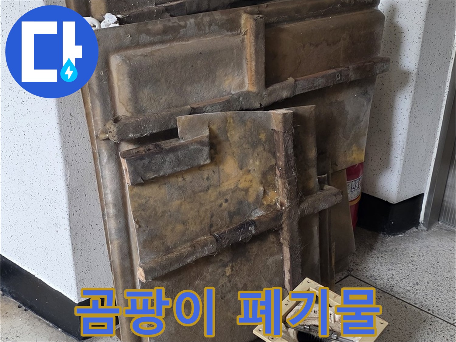 폐기물 더미 - 곰팡이 슨 석고보드와 조명