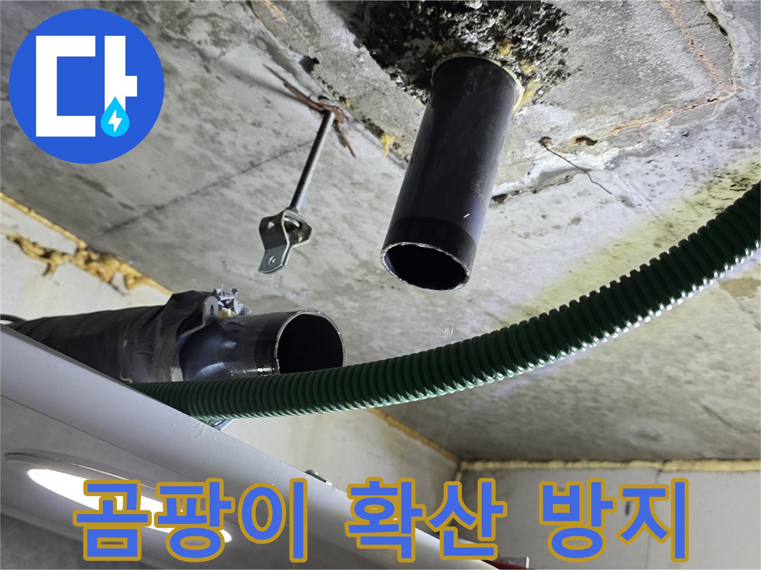 광명 해모로아파트 누수 - 천장 배관 연결 부위 주변 곰팡이 확산 방지