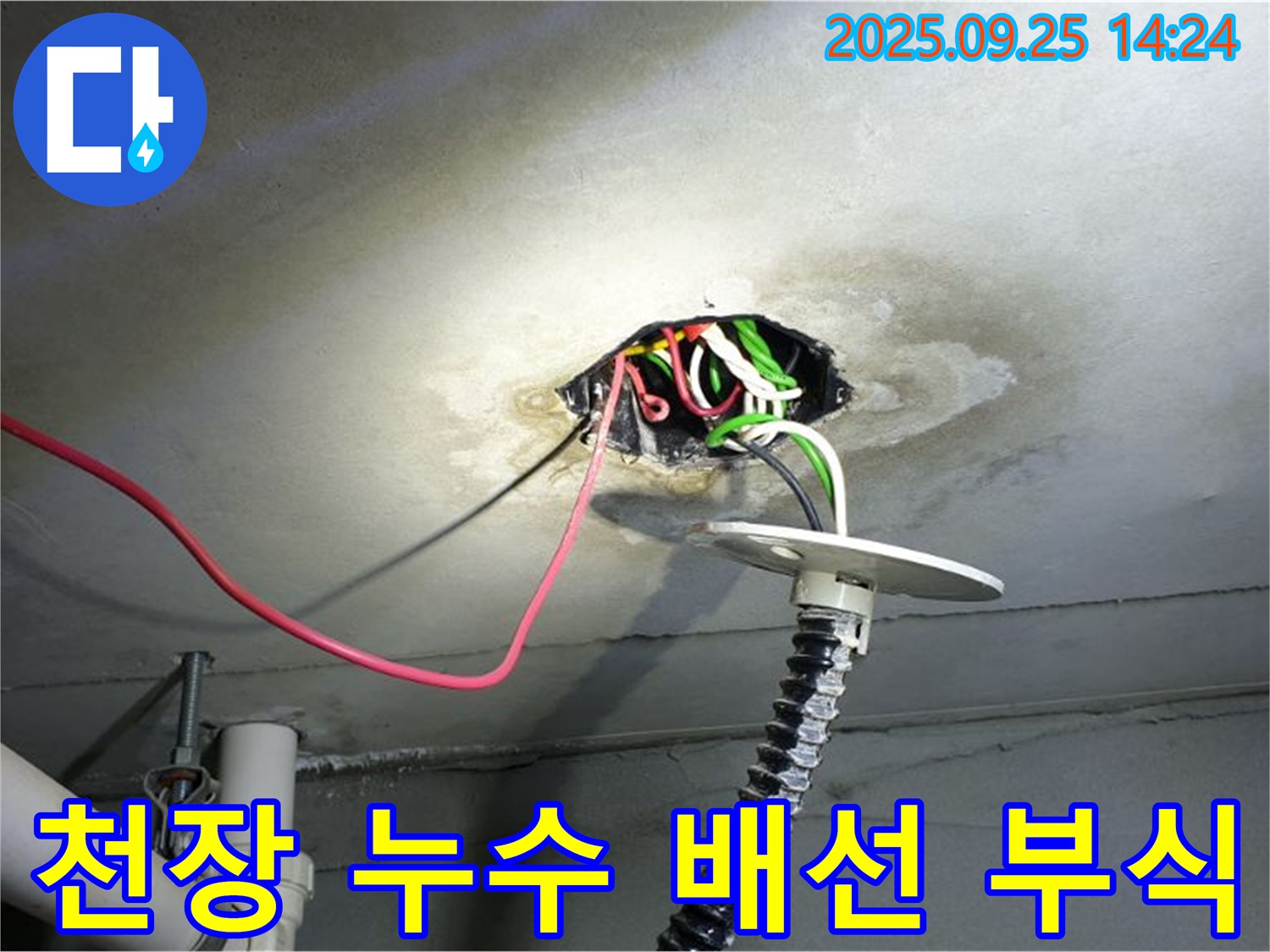 의정부 누수 탐지 - 콘크리트 천장 누수, 전기 배선 부식으로 인한 합선 위험 진단