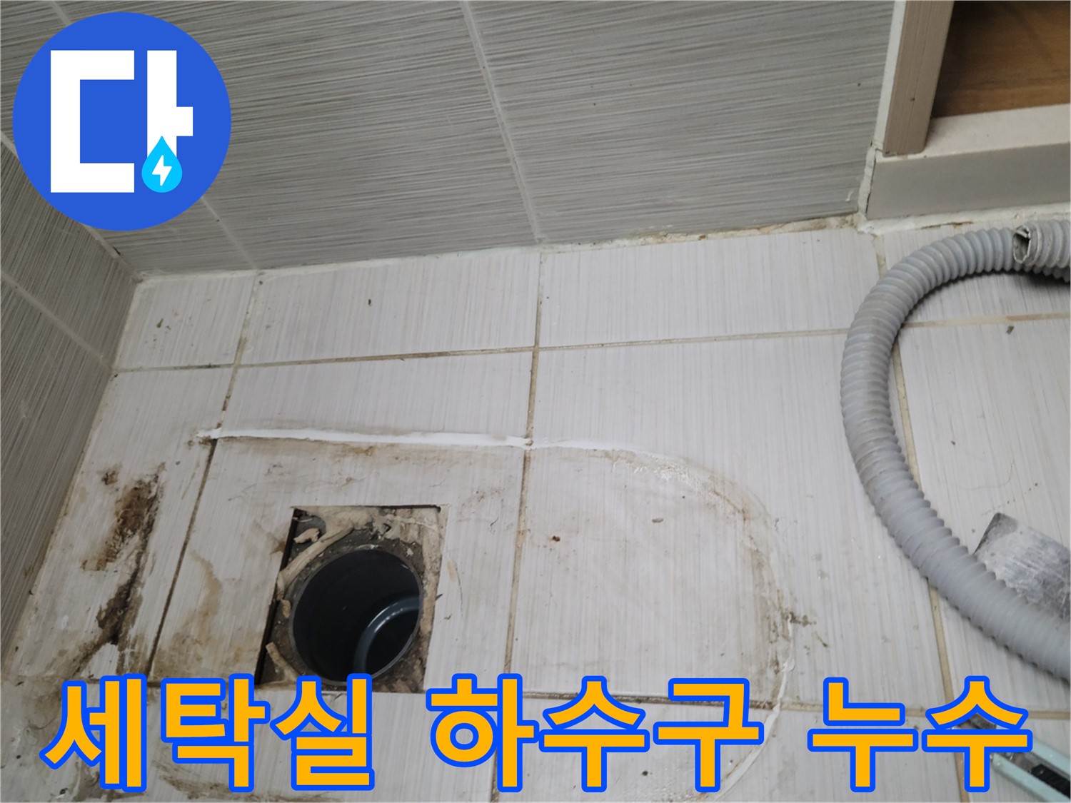 동두천 누수 - 세탁실 하수구 주변 누수 흔적 확인 중