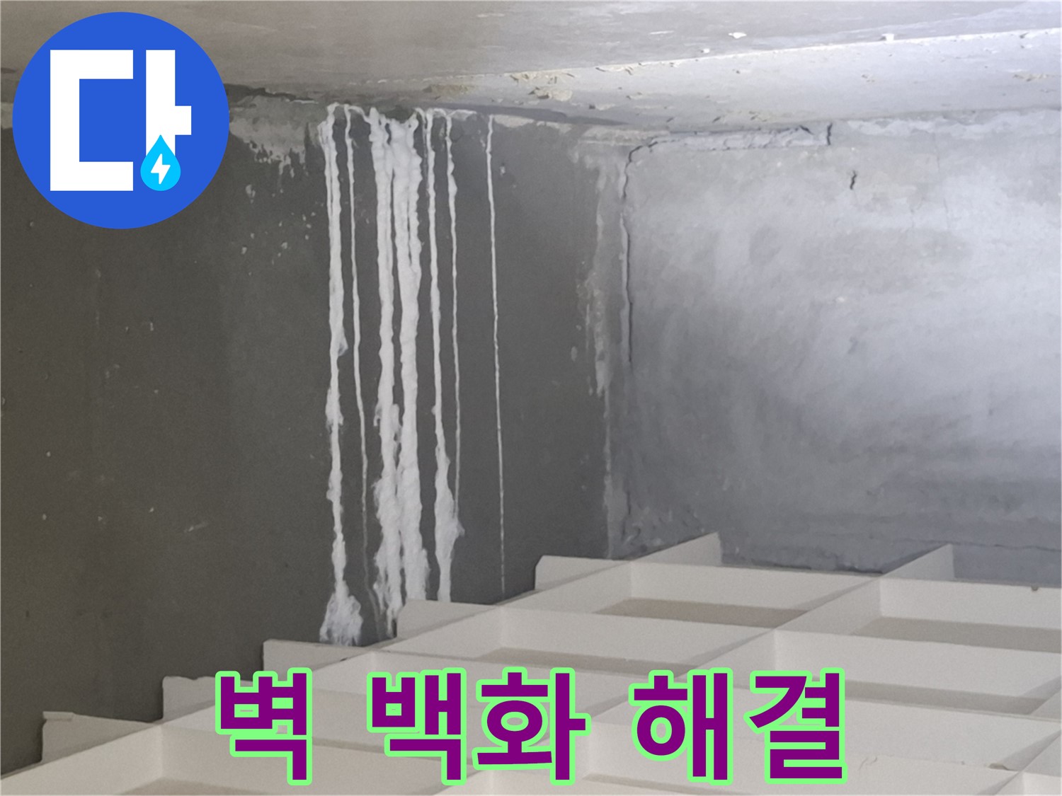분당 누수 문제 해결 - 벽 백화 현상, 하얀 종유석처럼 보이는 누수 흔적 꼼꼼하게 파악하여 확실하게 해결