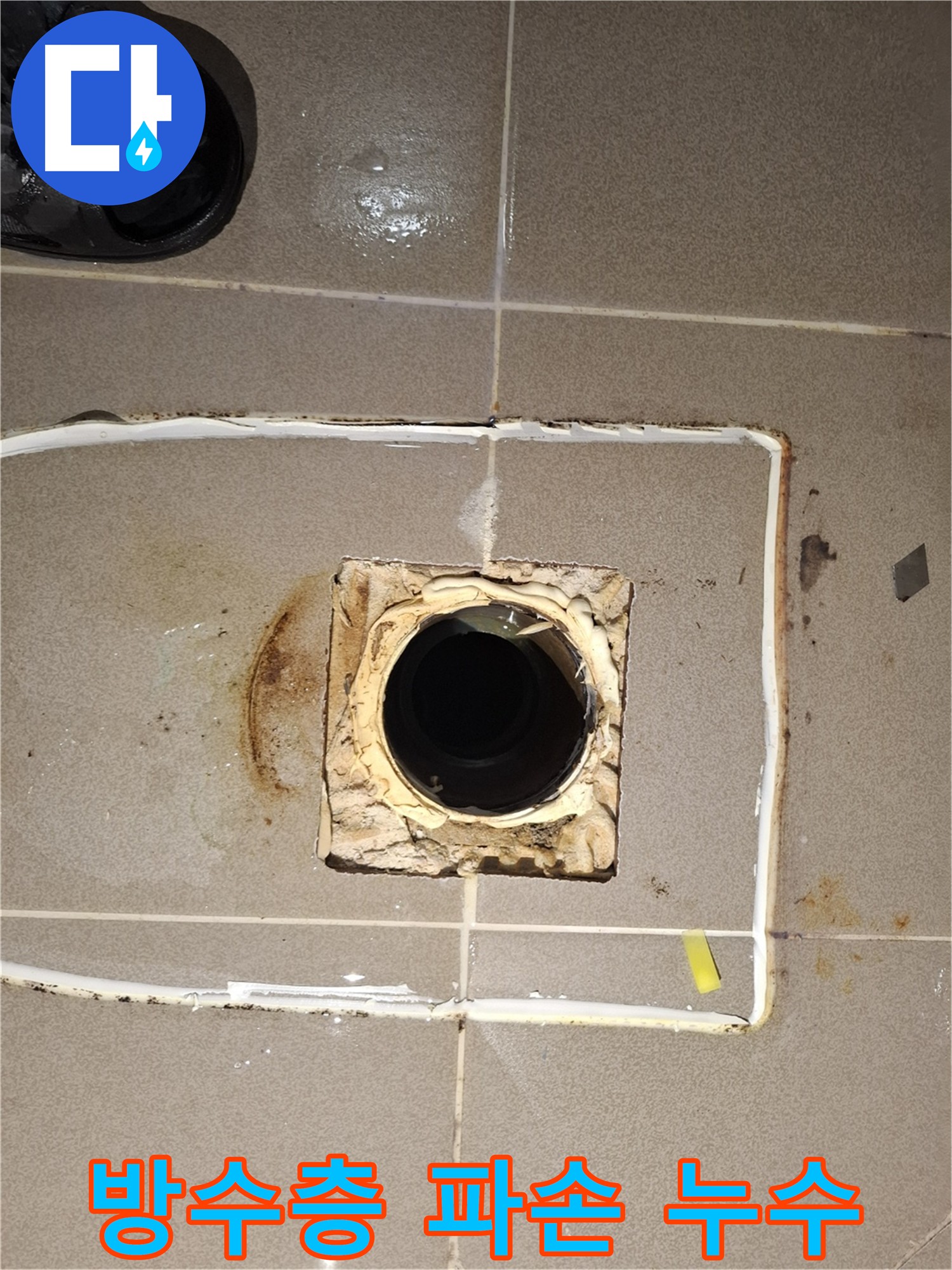 욕실 하수구 방수층 파손 - 누수 직접 원인