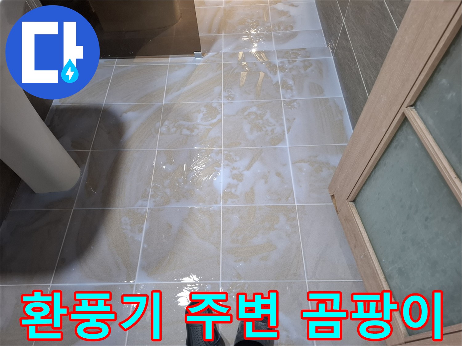 판교 봇들마을 아파트 욕실 - 환풍기 주변 벽에 곰팡이가 심하게 핀 모습