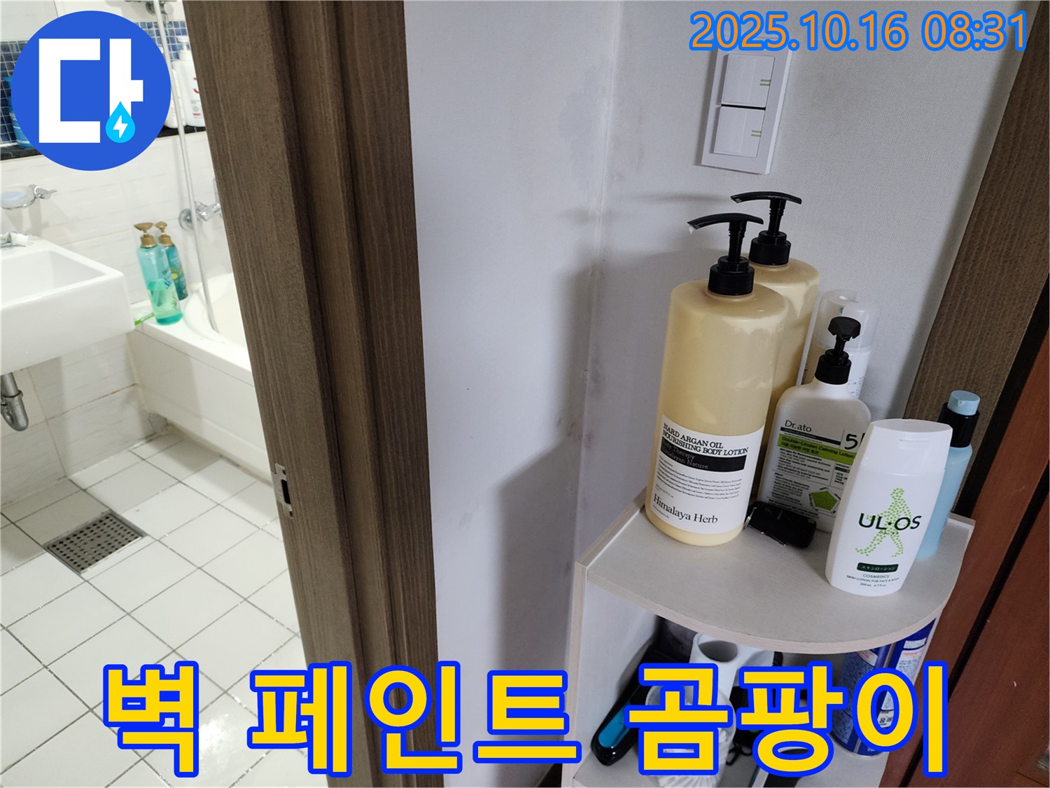 양주시 남면 경신리 욕실 누수 - 페인트 벗겨짐과 심한 곰팡이, 누수 가능성 높음