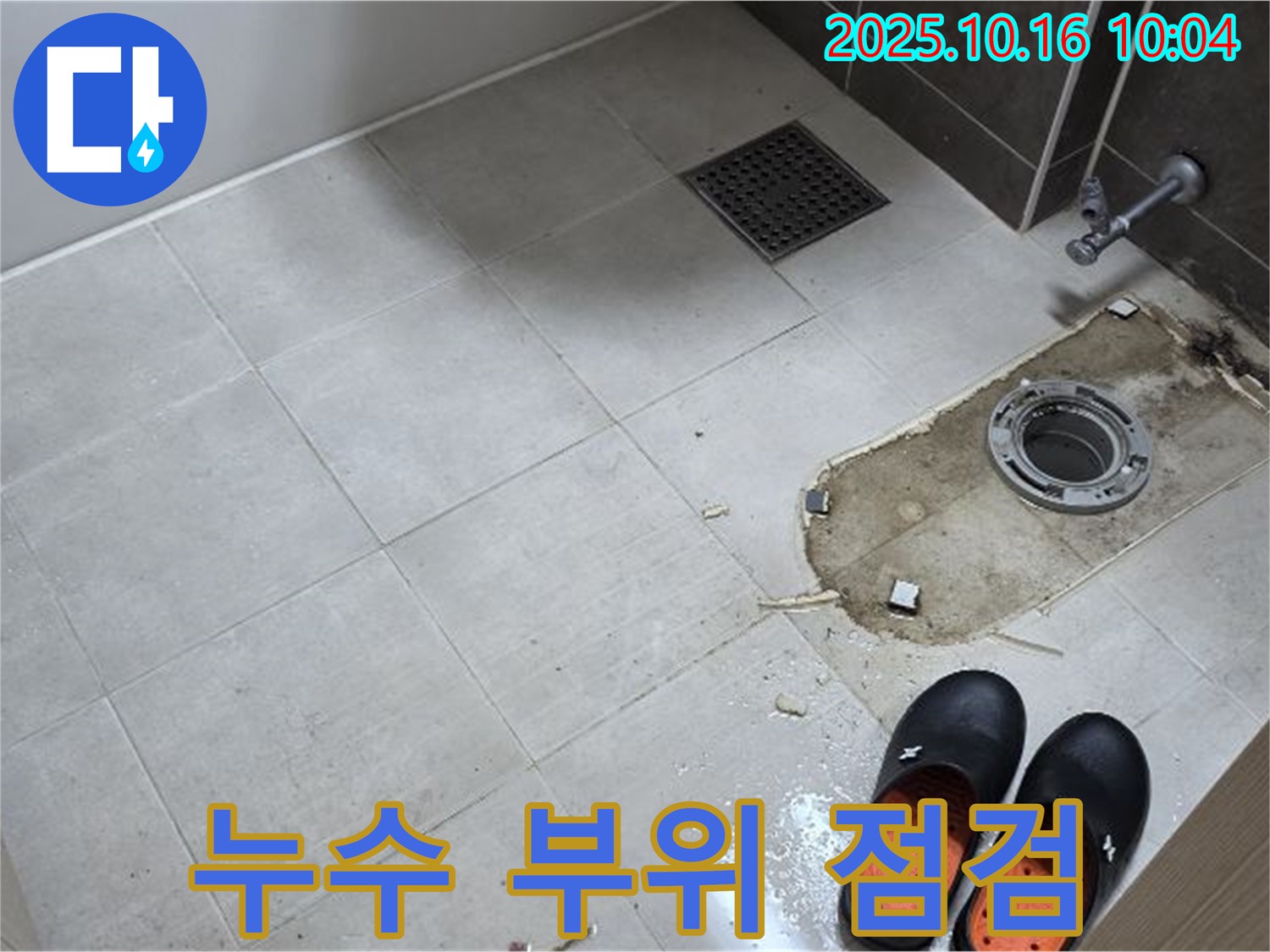 양주 옥정 율정마을 누수 부위 점검 - 누수 발생 지점 정밀 촬영 및 기록