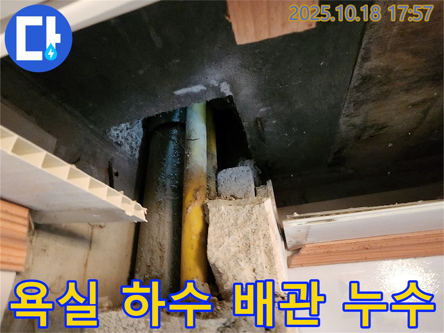 양주시 장흥면 교현리 누수 - 오래된 욕실 하수 배관에서 발생한 누수를 꼼꼼하게 해결하는 과정입니다.