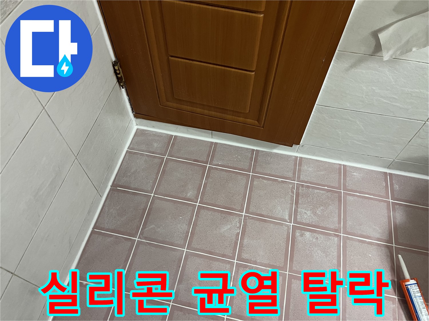 금천구 독산동 형제맨션빌 욕실 - 문 주변 타일 틈새 실리콘의 심각한 균열과 탈락 상태 점검