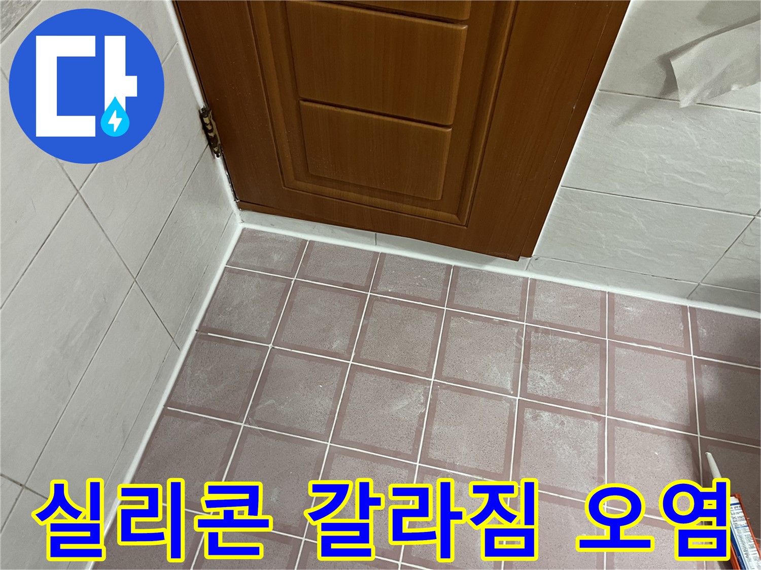 금천구 독산동 형제맨션빌 욕실 - 문턱 주변 타일 실리콘 갈라짐 및 오염 현상 점검