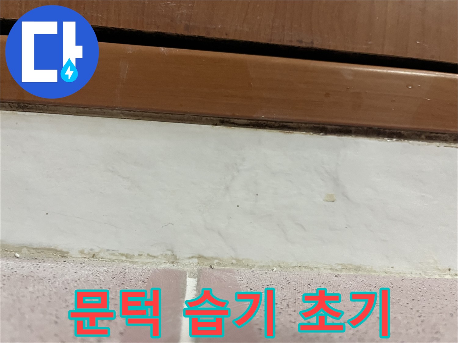 형제맨션빌 누수 - 문턱 아래 타일 틈새 습기 및 곰팡이 초기 발견