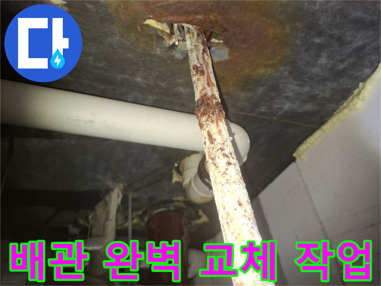 수원 신풍동에서 낡은 배관을 누수 방지를 위해 완벽하게 교체하고 있습니다 - 꼼꼼한 시공으로 누수 재발을 확실하게 방지합니다.