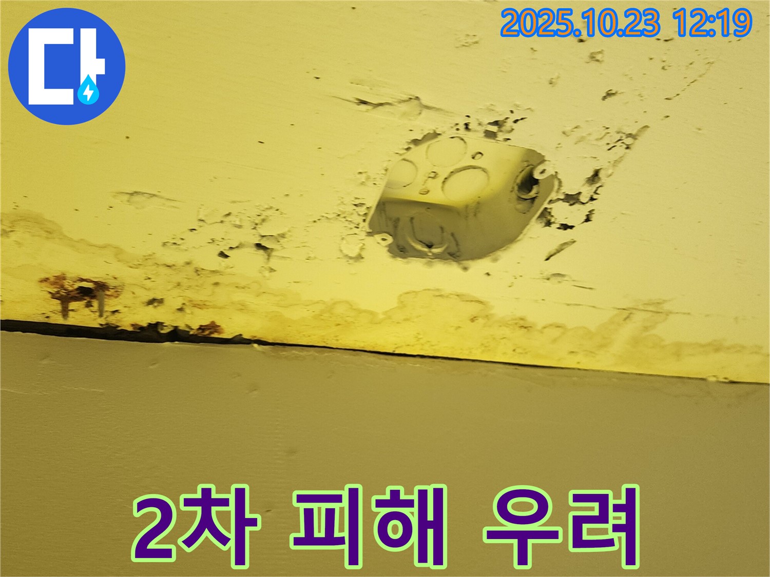 양주시 은현면 하패리 천장 누수 - 콘센트 주변 누수, 2차 피해 발생 가능성