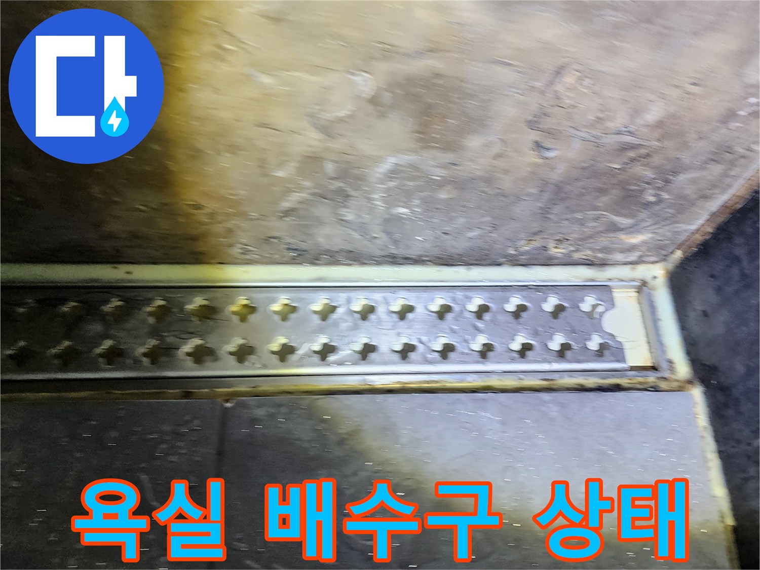 양주시 옥정동-화장실 배수구 주변의 노후된 상태를 촬영한 사진입니다.