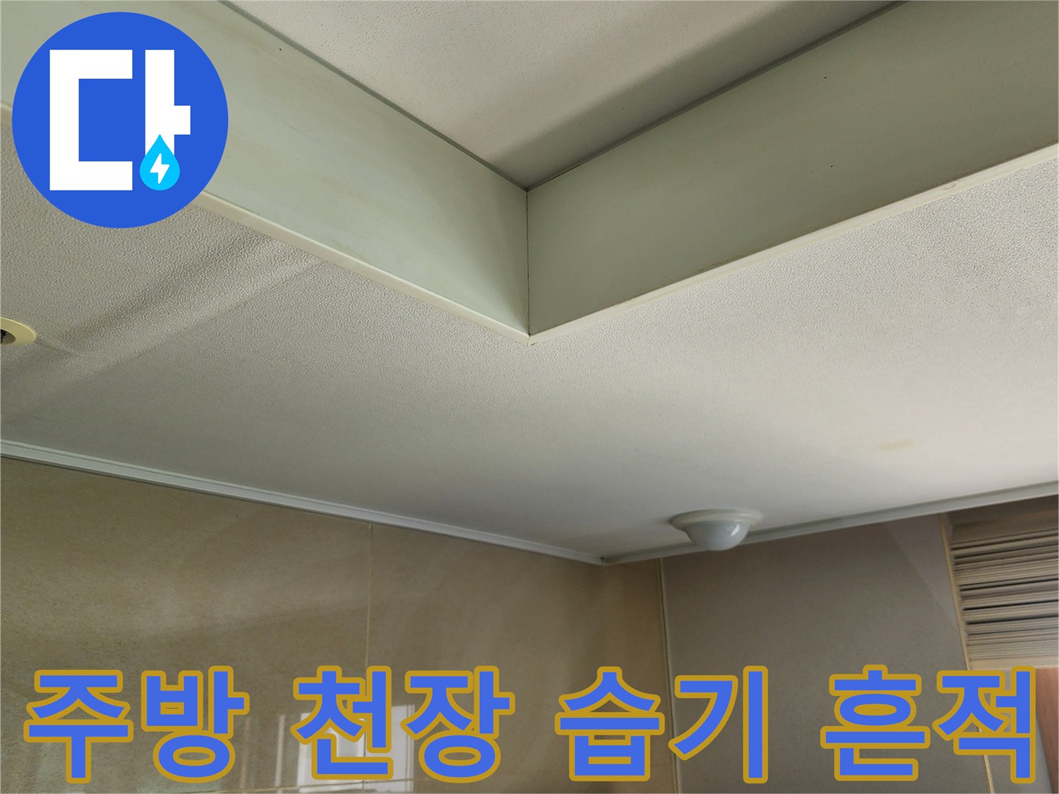 포천 송우리 현장의 주방 천장 부분 물자국 및 습기 상태