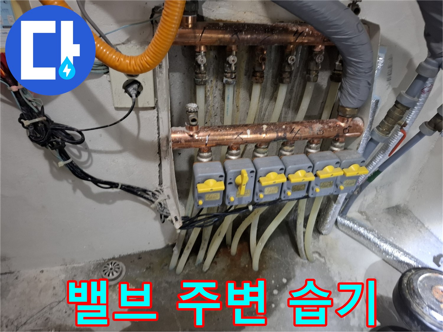 분배기 밸브 주변 - 습기, 누수 의심 증상