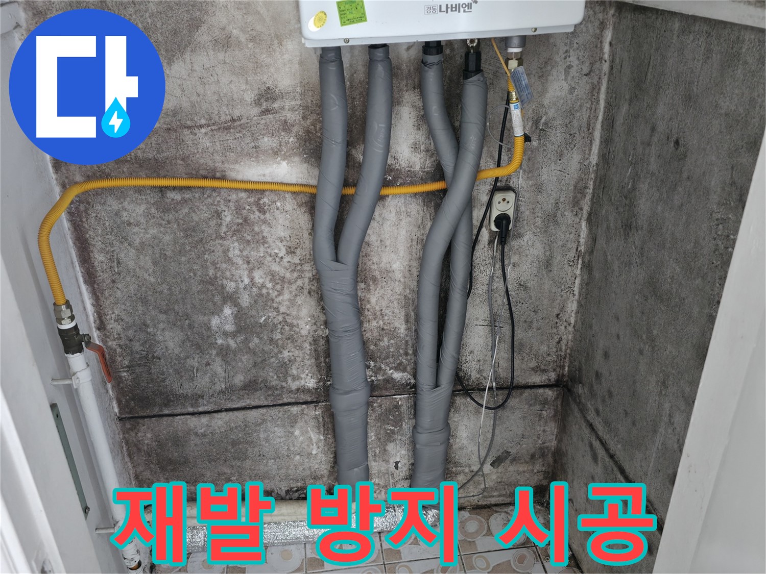 곰팡이 핀 벽과 보일러 배관 꼼꼼한 단열 시공 - 곰팡이 재발 방지를 위한 최선의 선택!