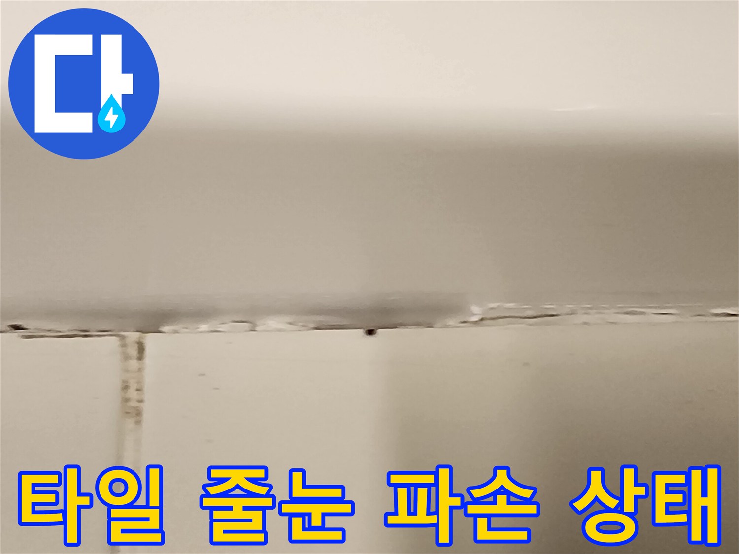벌어진 타일 틈새와 습기가 보이는 현장 사진