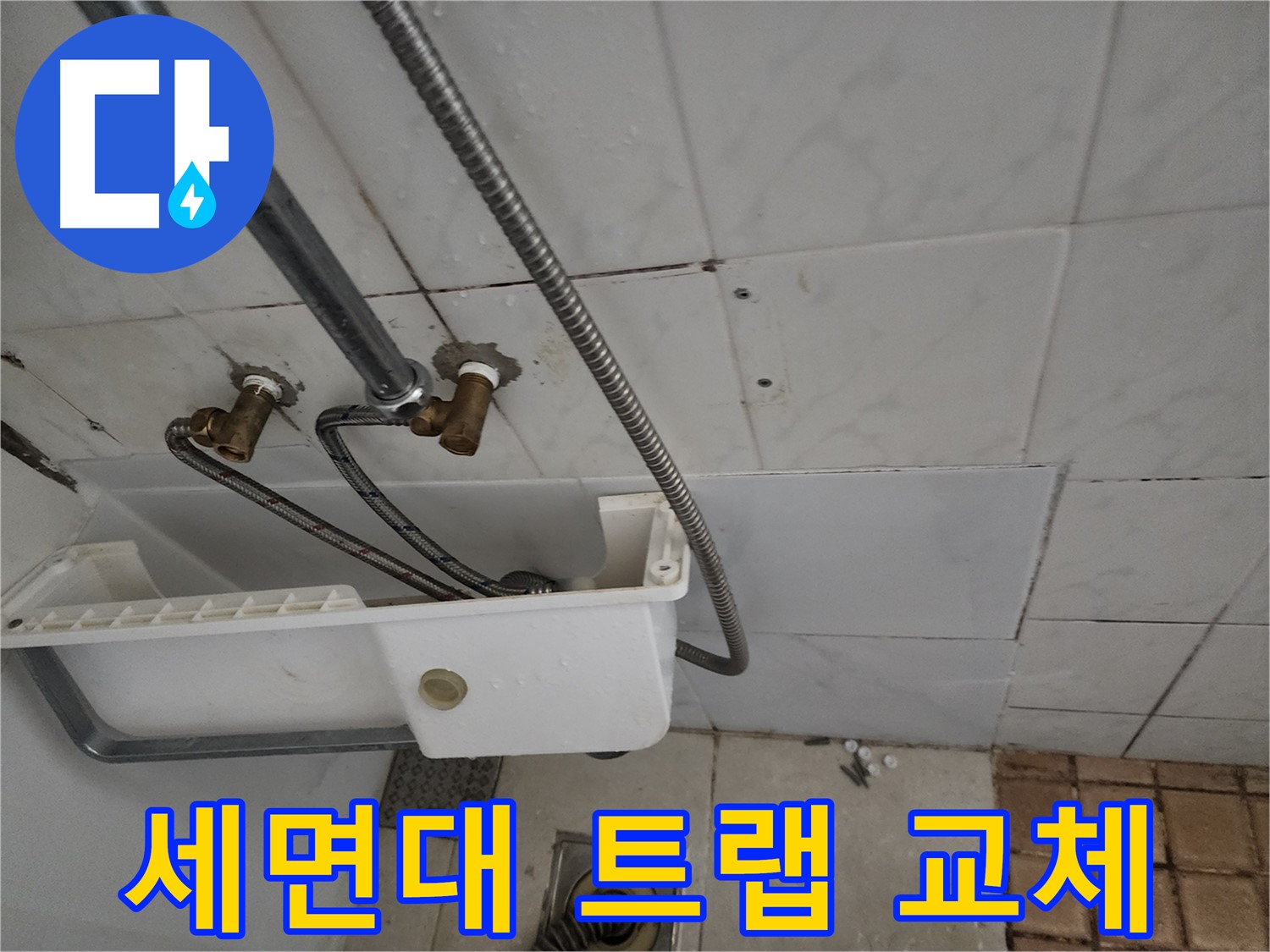 낡은 세면대 트랩 교체 작업 - 누수와 냄새를 동시에 해결합니다.