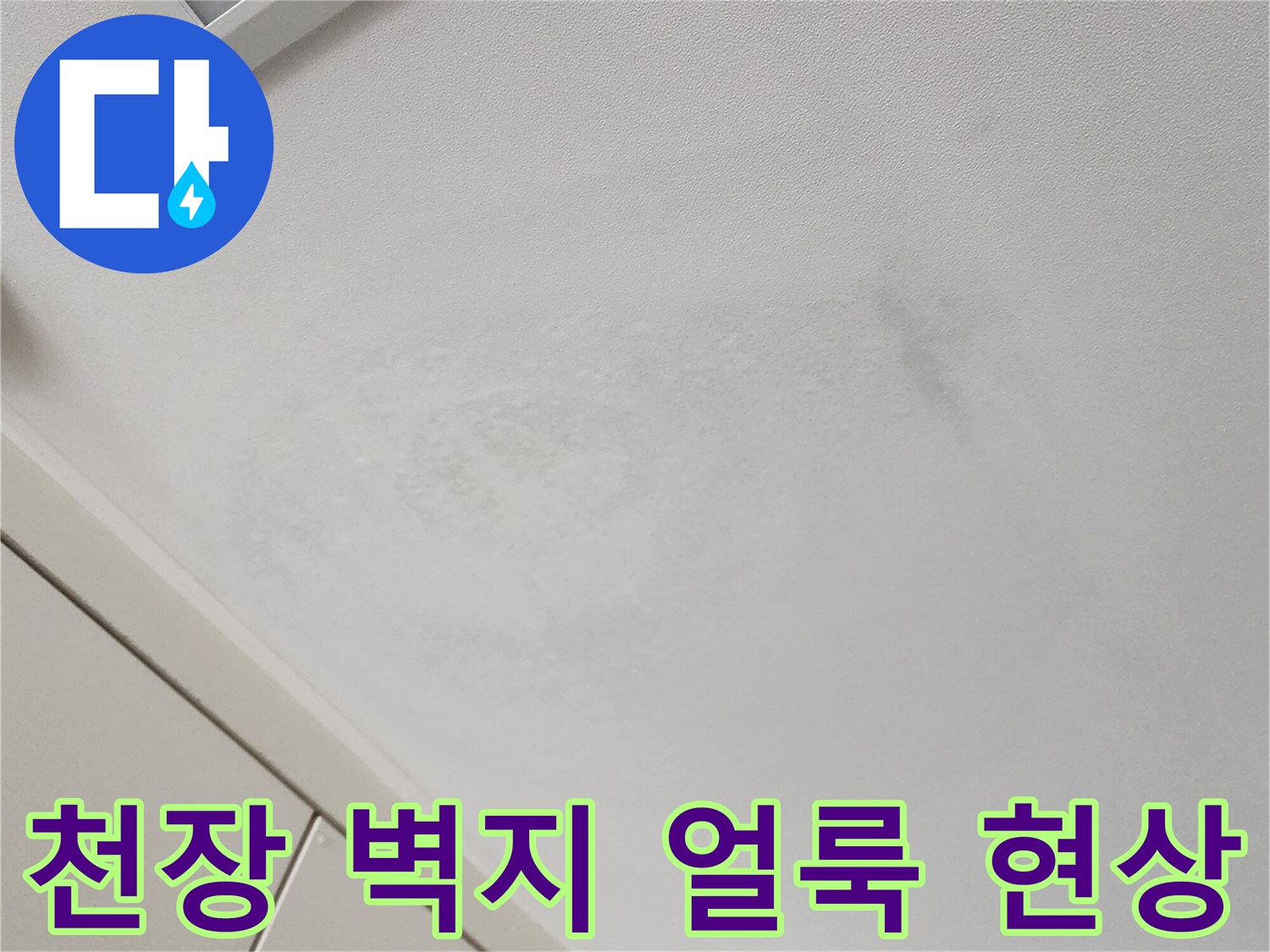 포천 가산면 현장-천장 벽지가 젖어 변색된 모습입니다