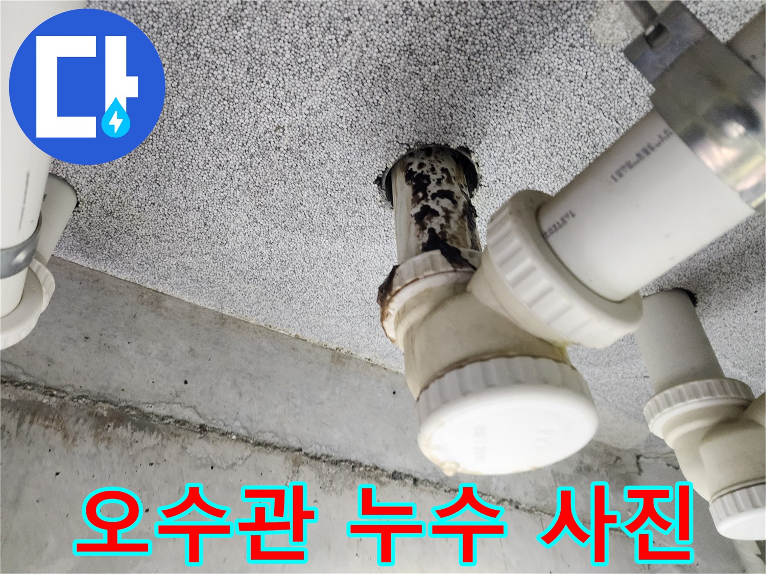 오수관 누수 사진 - 누수 발생 부위 자세히 보여주는 이미지