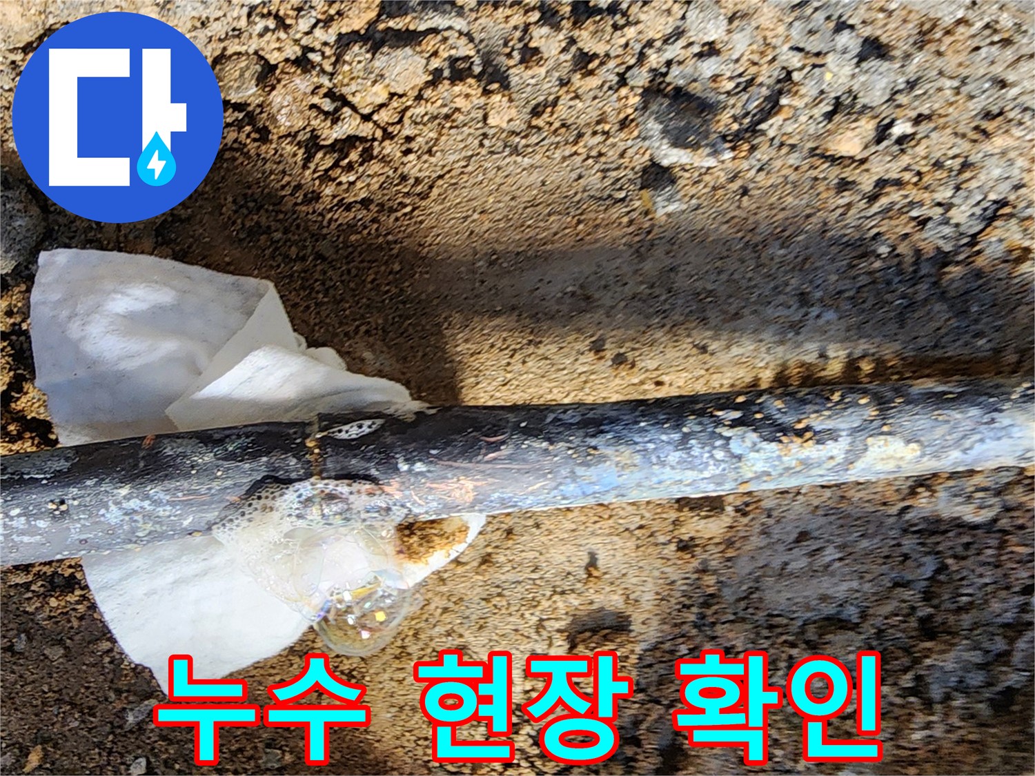 노원구 월계동 삼호아파트 누수 - 굴착 후 동배관 누수 현장을 생생하게 보여주는 사진