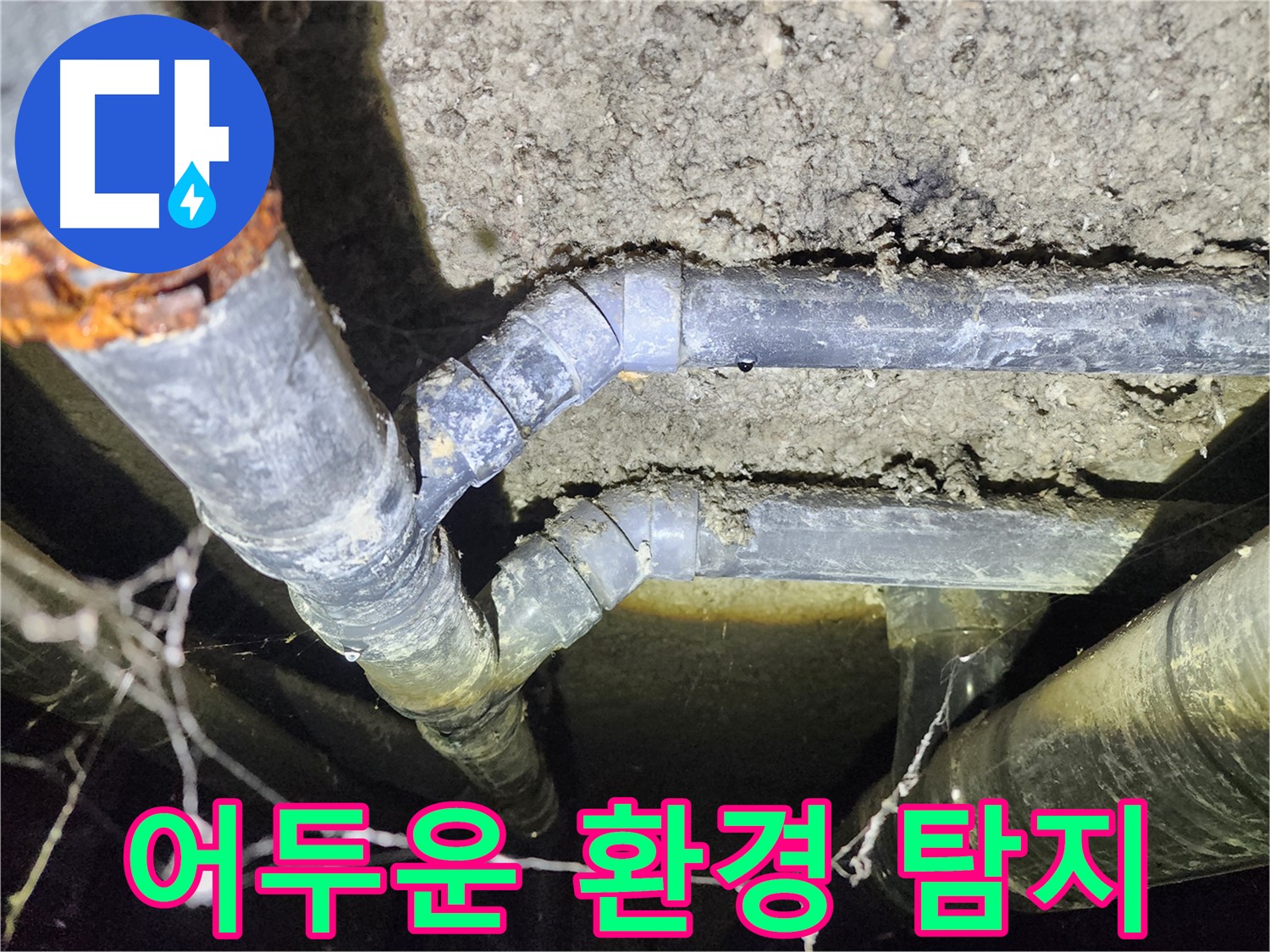 성북구 아남아파트 지하실 천장 배관 누수-어두운 환경 속 정밀 탐지 작업