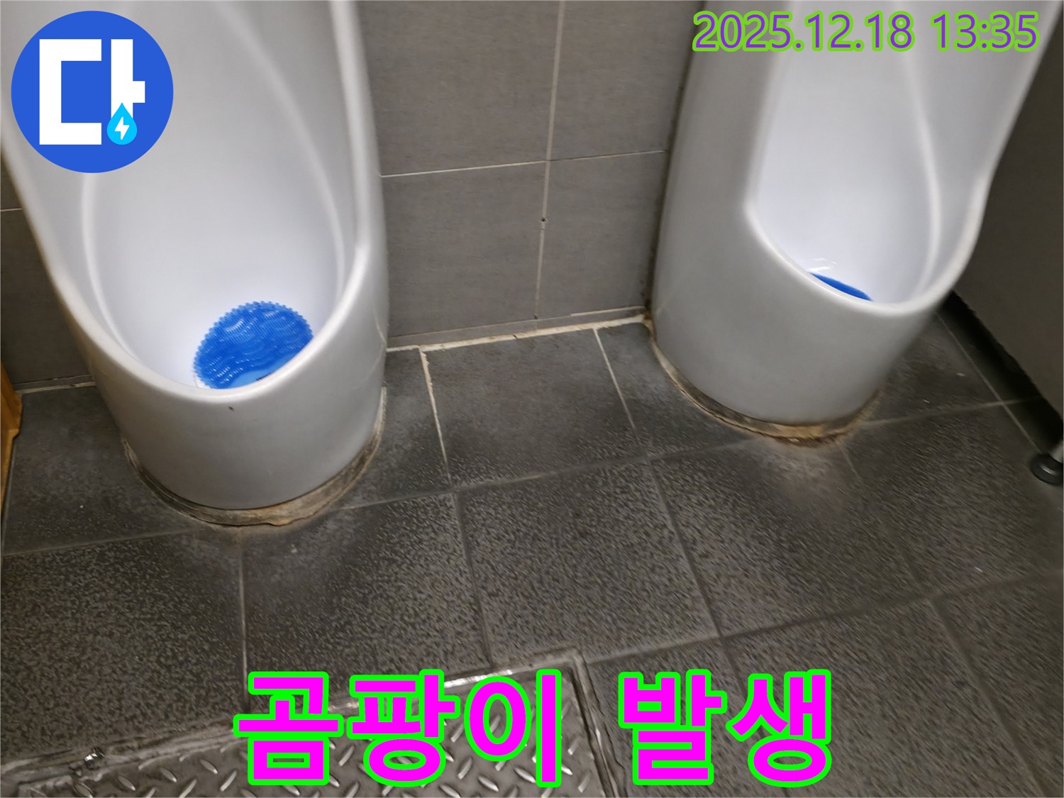 수원 팔달구 매산로1가 소변기 누수 - 곰팡이 발생 가능성 및 습도 점검