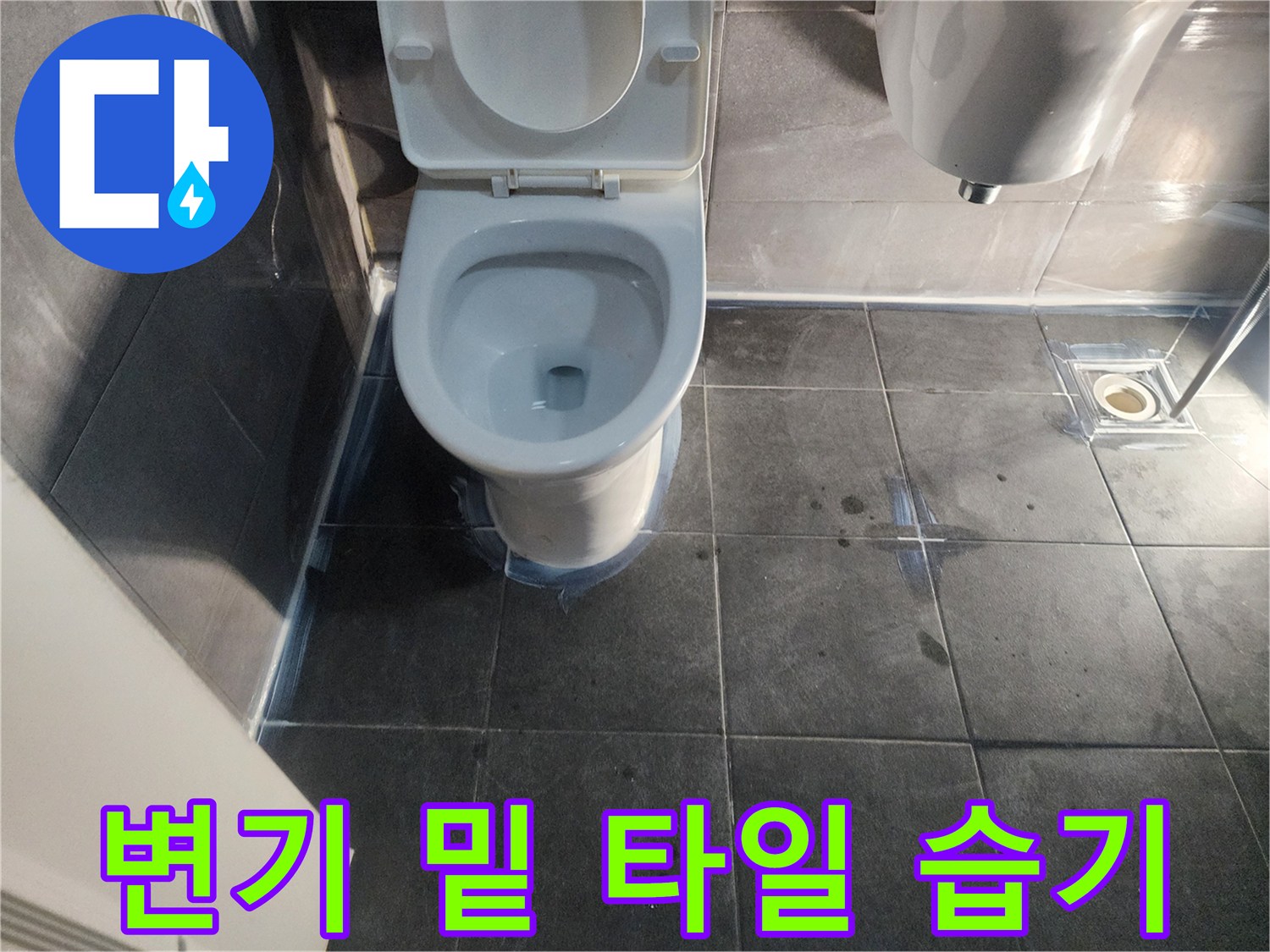 양주 화장실 변기 주변 타일 사이의 젖은 상태